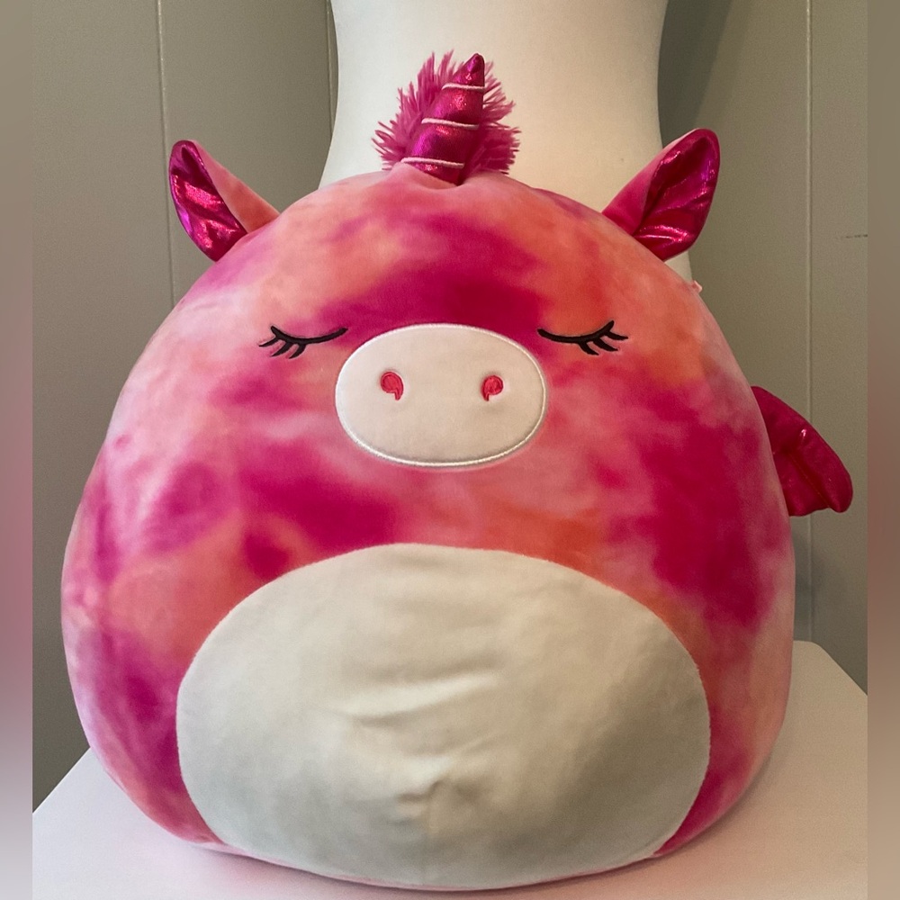 Squishmallows Pink and White Unicorn Pillow